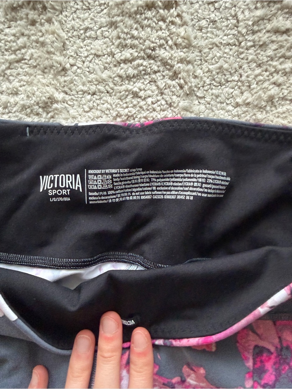 Women’s Floral Print Active Capri - Pink on Gray - Picture 4 of 4